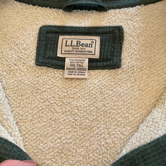 LL Bean Men's 2XLT Fleece Henley Katahdin Iron Works Green - Picture 4 of 9